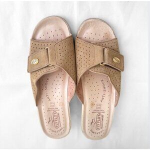Fly Flot Slide Sandal Women 39 (9 US) Leather Italy Anti Shock Anatomic Wedge